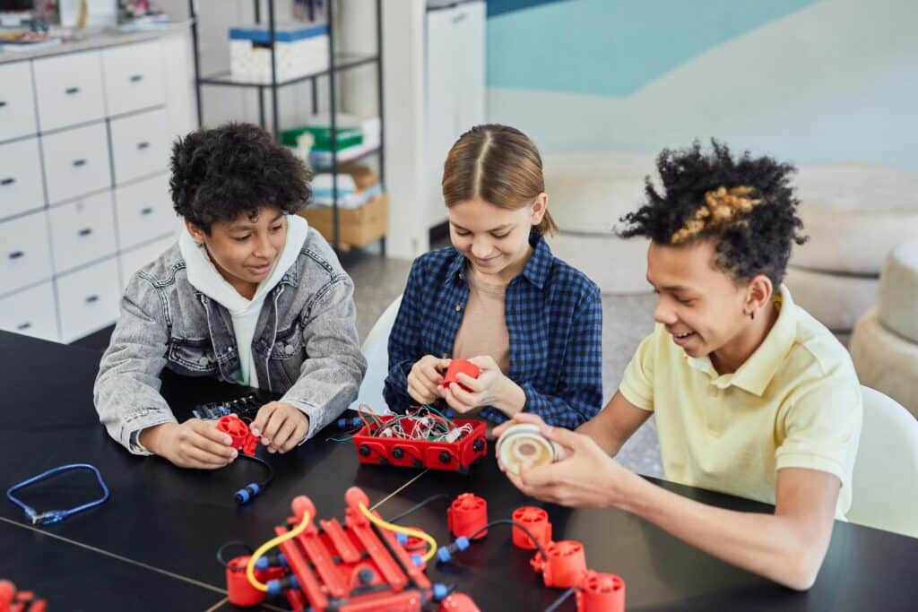 kids playing game in classroom