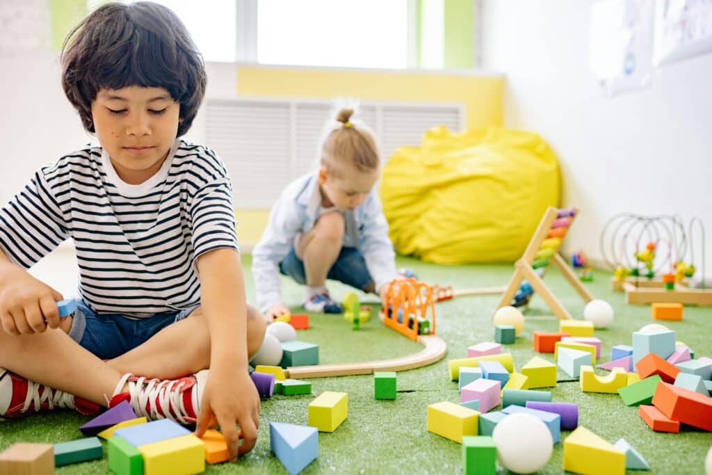kids playing in a classroom