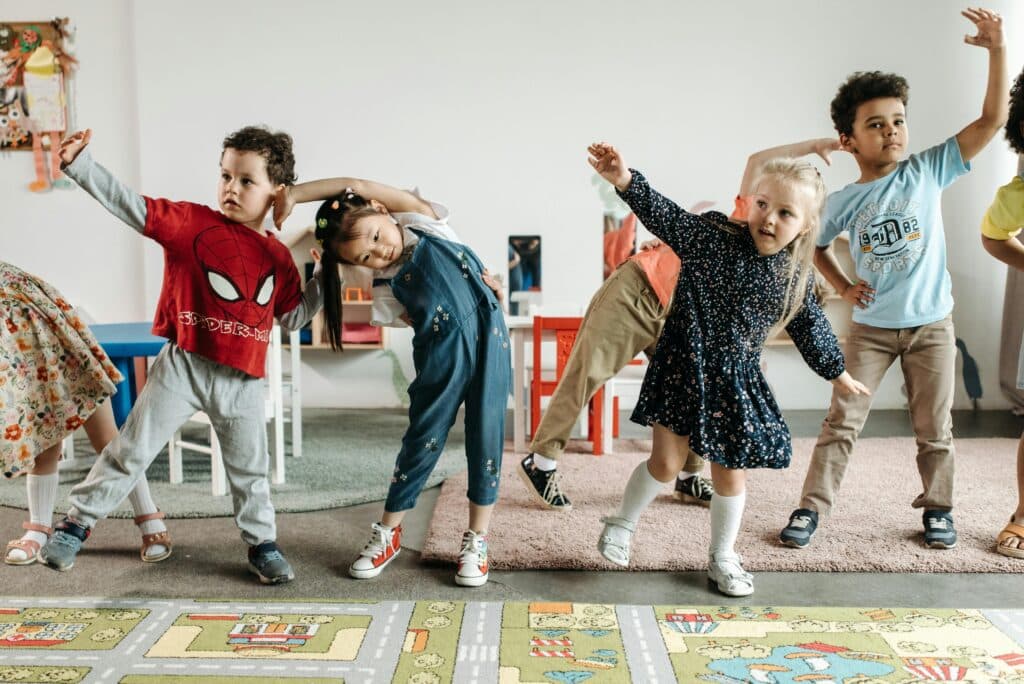 kids playing in classroom