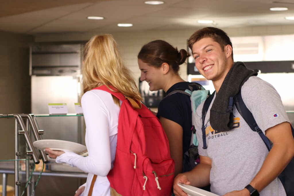 college student in cafeteria