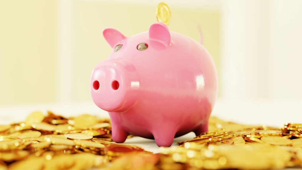 piggy bank with coins